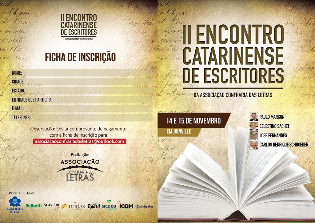 Literatura: Vem aí o II Encontro Catarinense de Escritores em novembro