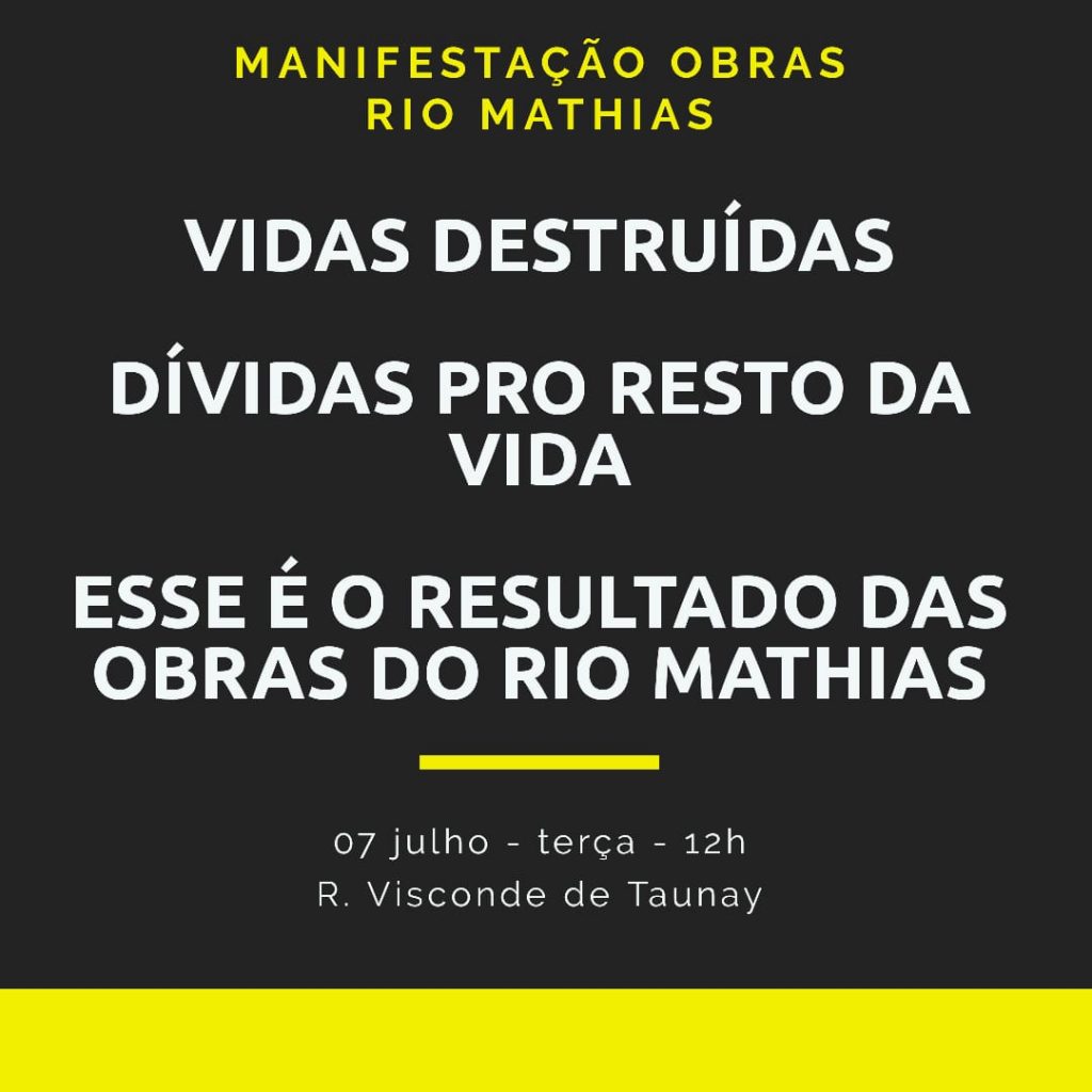 Obras infindáveis do Rio Mathias mobilizam manifestação em Joinville (SC) nesta terça-feira (7)