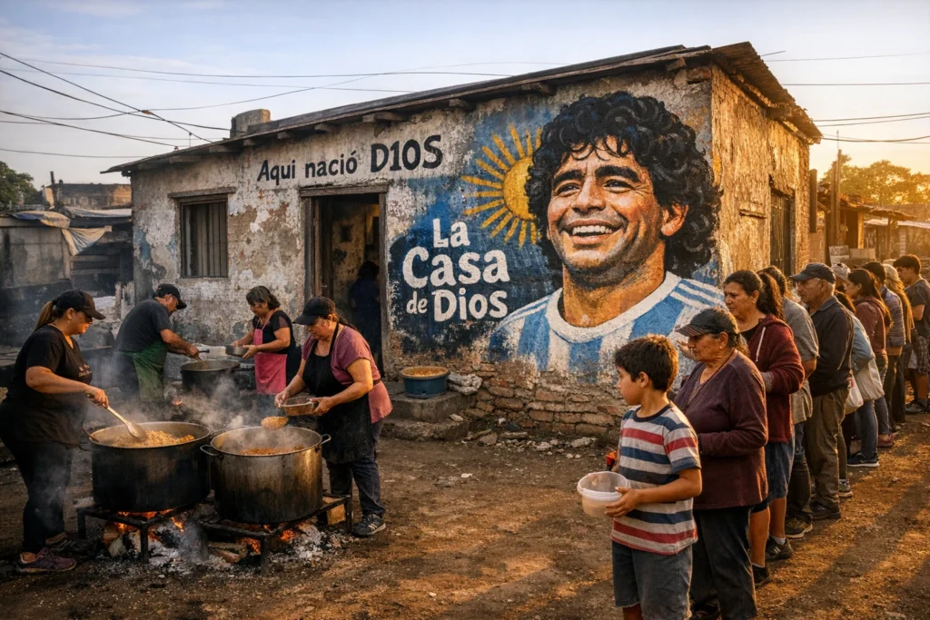Antiga casa de Maradona vira refeitório popular e símbolo de resistência social na Argentina